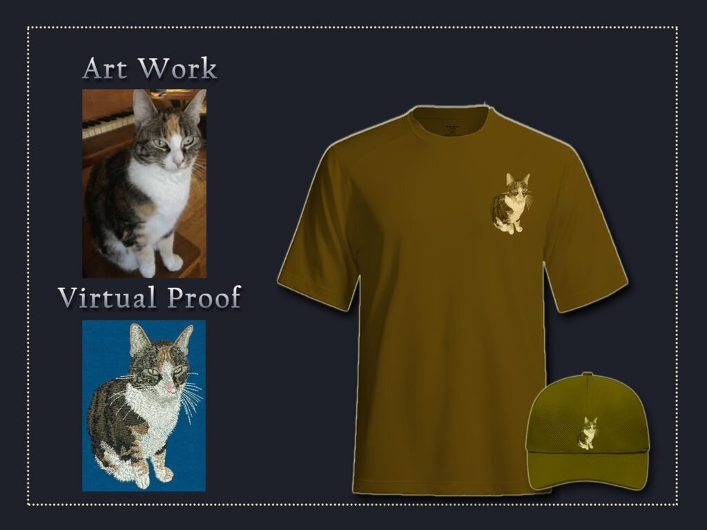 Custom Calico Cat Piano Embroidery Design