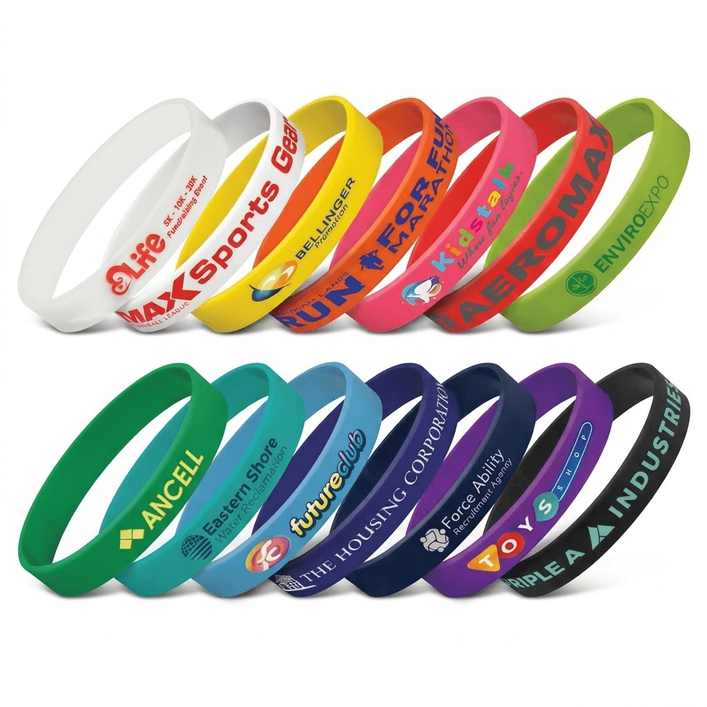 Custom Multi-Color Silicone Wristband Set (Personalized Promo Pack)