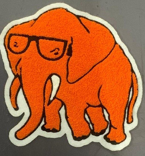 Cute Orange Elephant Wearing Black Glasses Chenille Patch