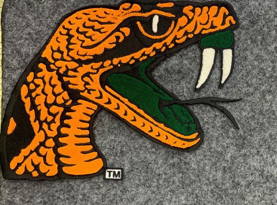 Orange Snake Head 11-Inch Custom Chenille Mascot Emblem